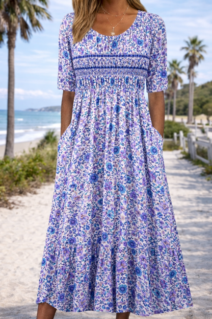 Vestido midi de verano de Isabella Sol con estampado floral bohemio