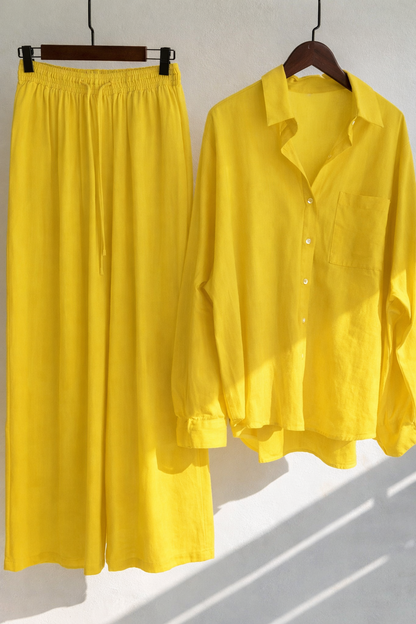 Conjunto relajado de algodón y lino de Isabella Sol.