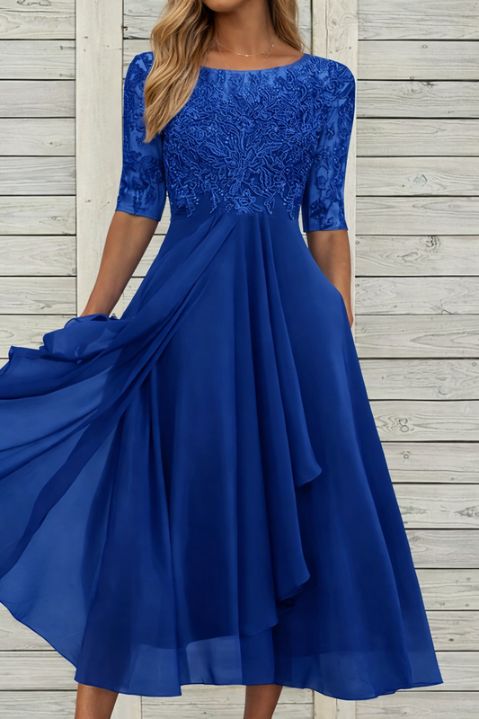 Elegante vestido de noche midi de encaje de Isabella Sol