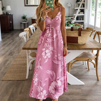 Vestido largo floral escotado de Isabella Sol