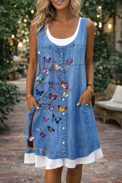 Vestido azul con mariposas inspirado en Pinterest, de Isabella Sol.