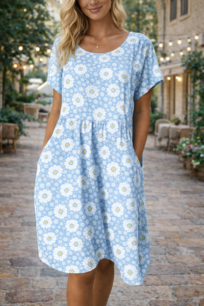 Vestido de verano de mezcla de algodón con estampado floral de Isabella Sol