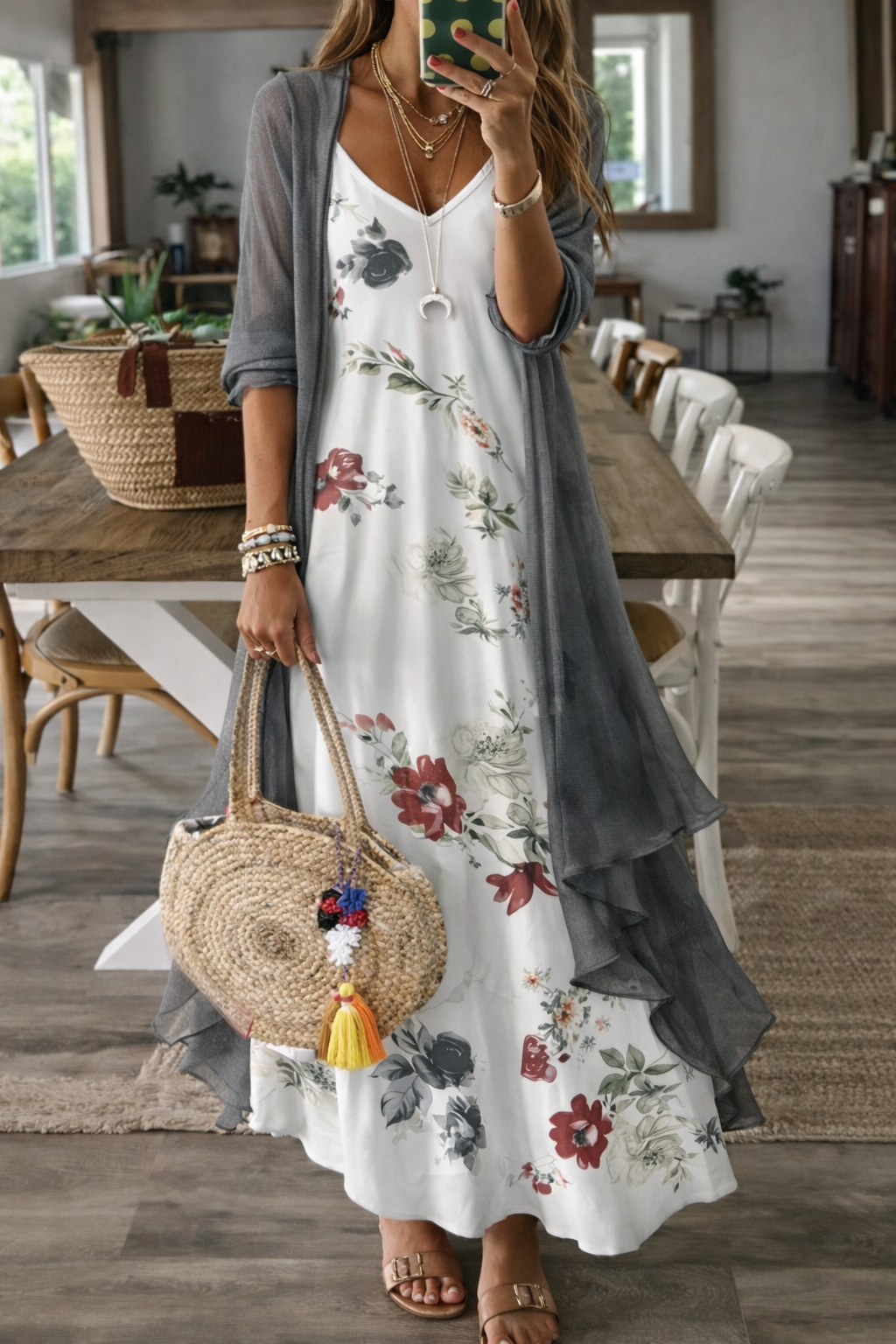 Vestido de tirantes de verano con estampado floral de Isabella Sol
