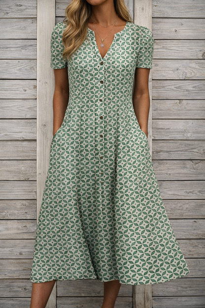 Vestido largo estampado con escote en V de Isabella Sol