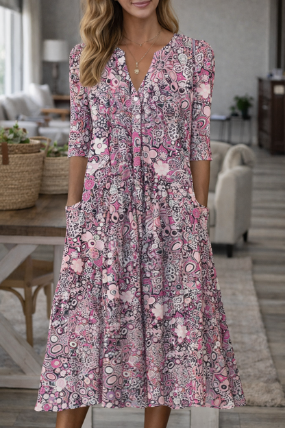 Vestido bohemio floral con escote en V de Isabella Sol