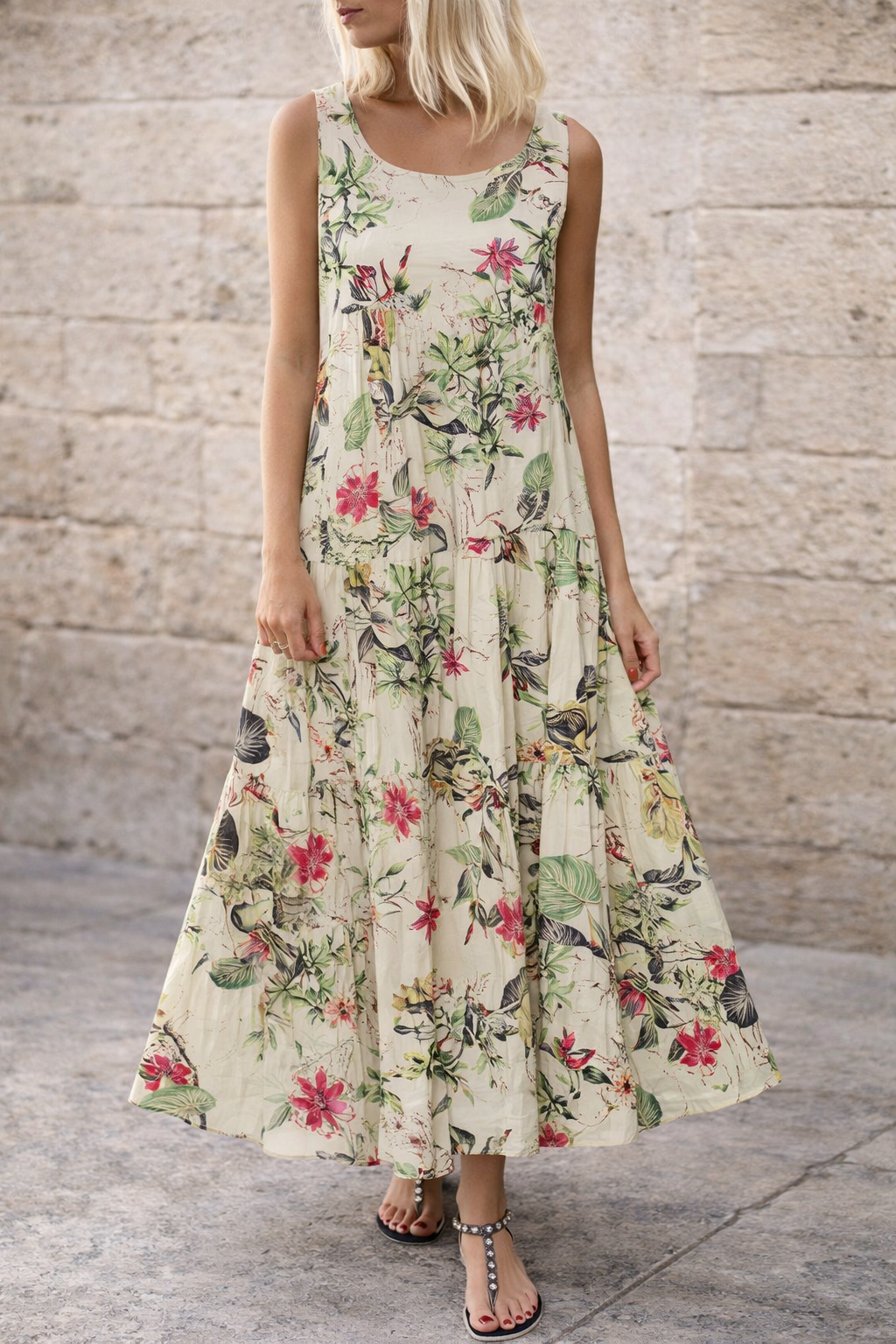 Vestido largo floral bohemio Isabella Sol Verano