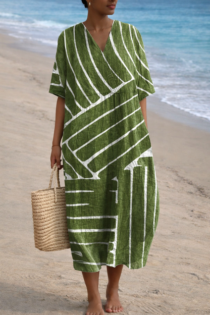 Vestido de verano bohemio con estampado floral y escote en V de Isabella Sol