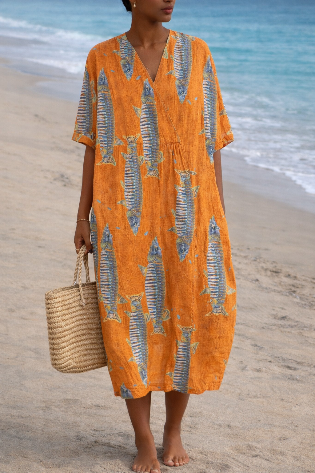 Vestido de verano bohemio con estampado floral y escote en V de Isabella Sol