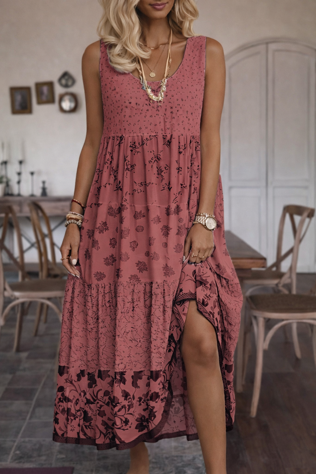 Vestido sin mangas con estampado bohemio de Isabella Sol