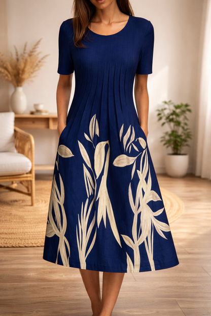 Vestido de cuello redondo con estampado floral de Isabella Sol
