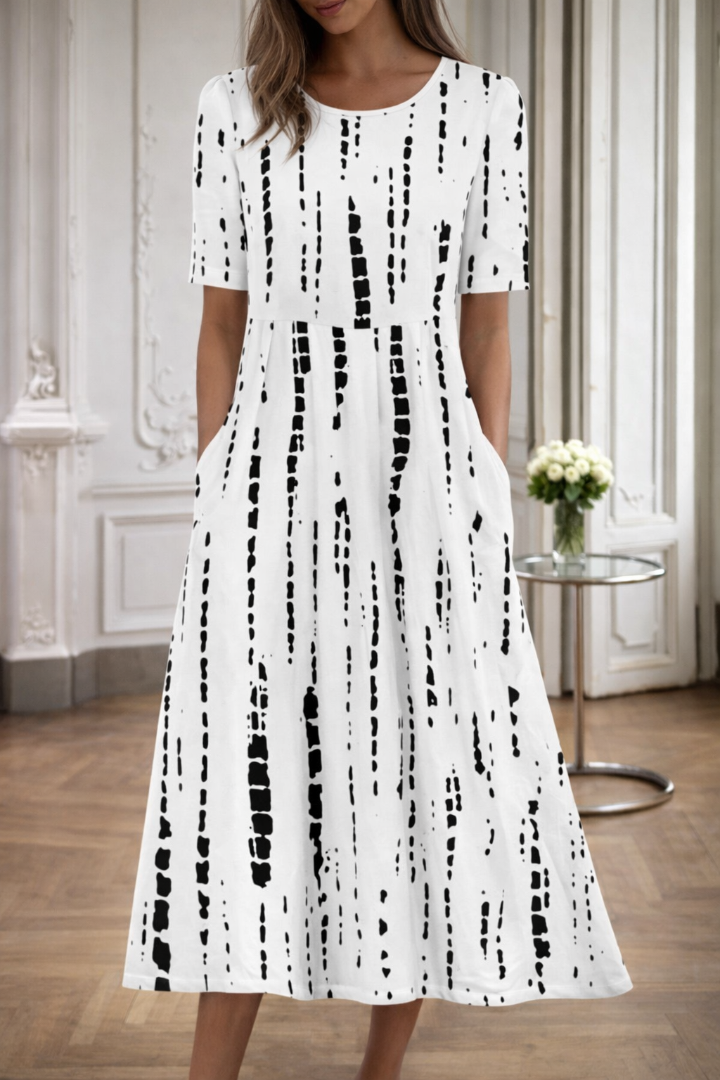 Vestido de cuello redondo con estampado floral de Isabella Sol