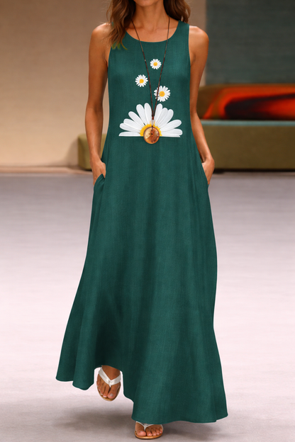 Vestido con estampado floral y bolsillos, estilo veraniego de Isabella Sol