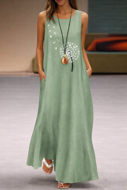 Vestido con estampado floral y bolsillos, estilo veraniego de Isabella Sol