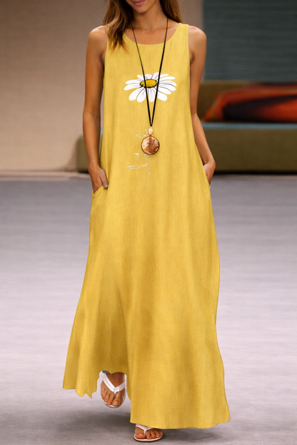 Vestido con estampado floral y bolsillos, estilo veraniego de Isabella Sol