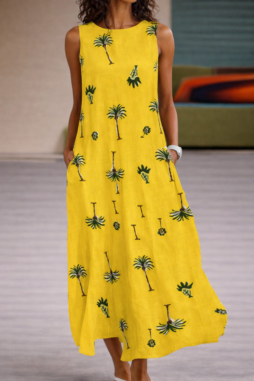 Vestido con estampado floral y bolsillos, estilo veraniego de Isabella Sol