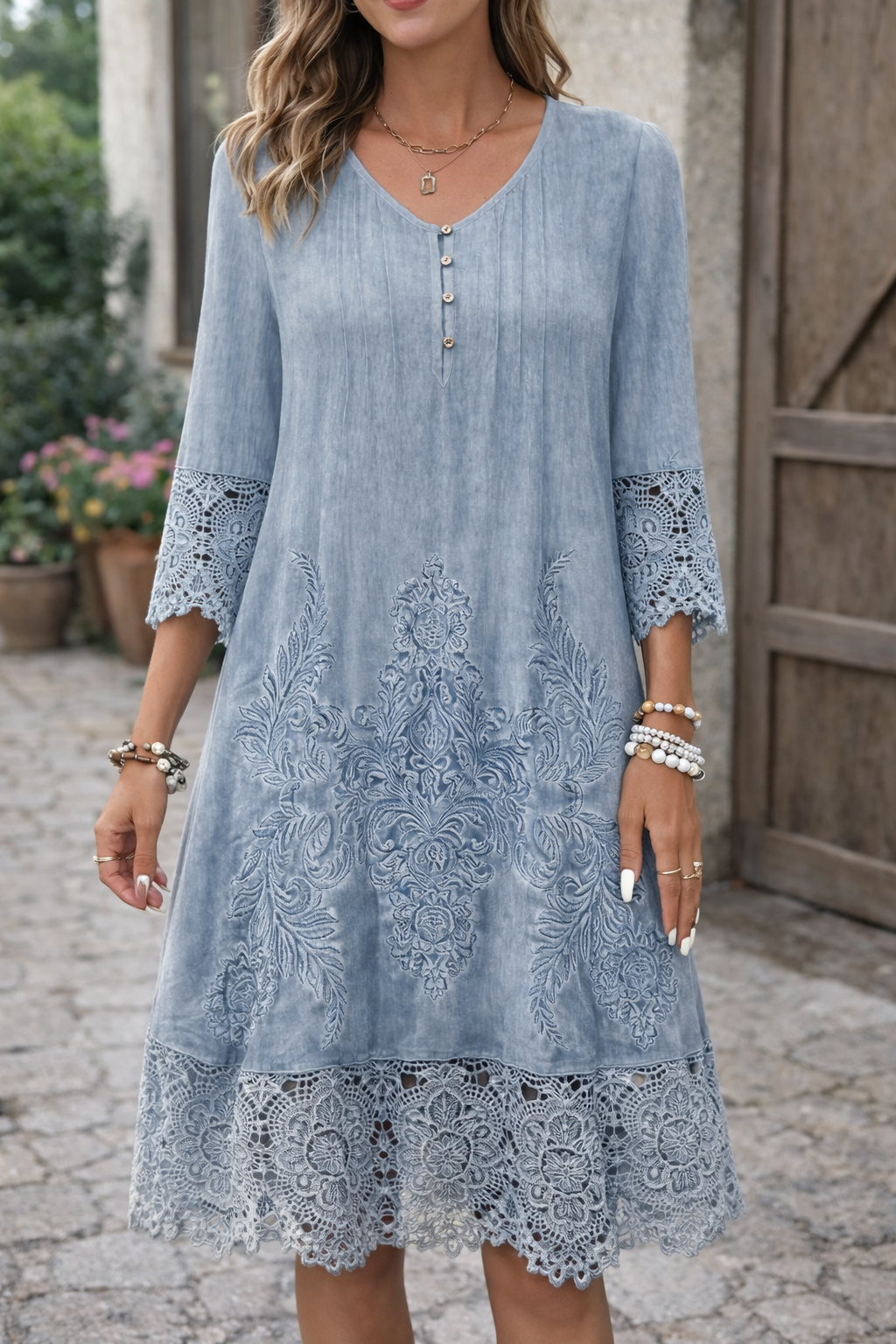 Elegante vestido de encaje de corte A de Isabella Sol