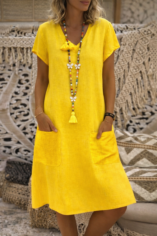 Elegante vestido midi con bolsillos de Isabella Sol