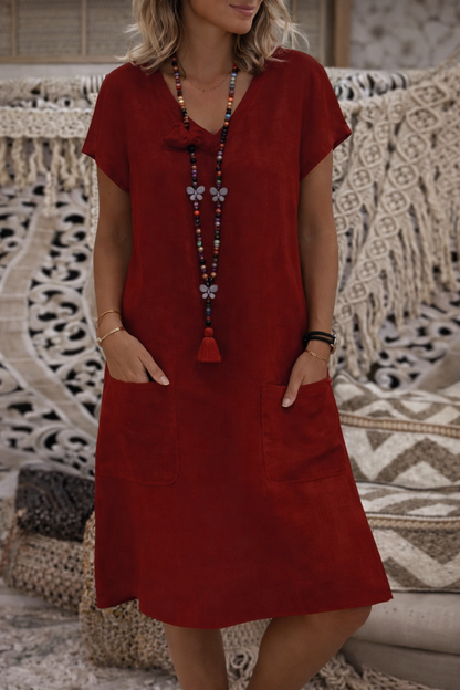 Elegante vestido midi con bolsillos de Isabella Sol