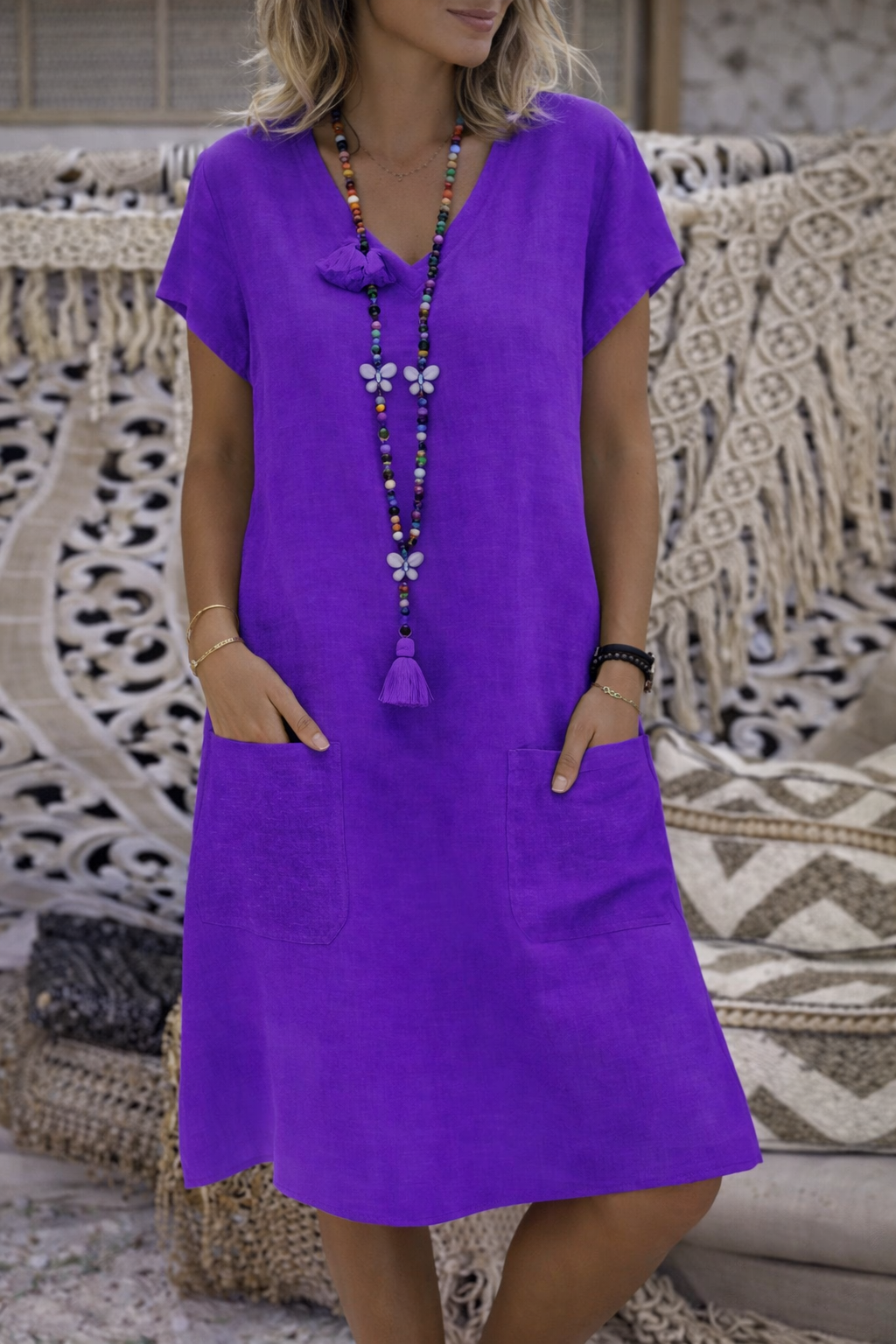 Elegante vestido midi con bolsillos de Isabella Sol