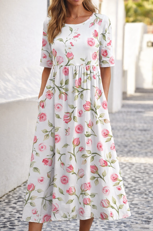 Vestido de verano con escote en V y estampado floral de Isabella Sol