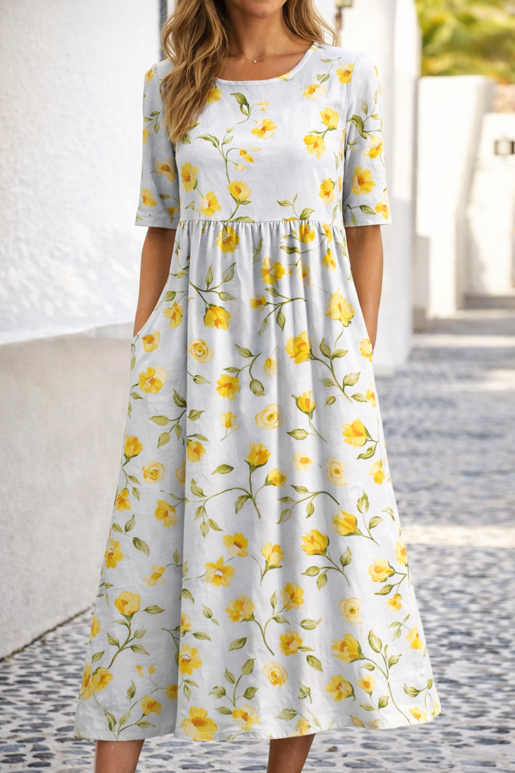Vestido de verano con escote en V y estampado floral de Isabella Sol
