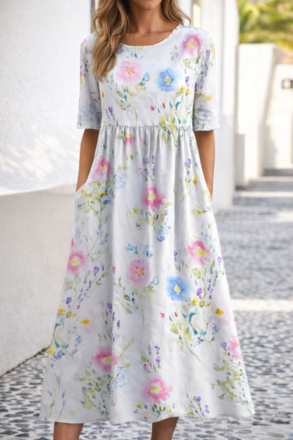 Vestido de verano con escote en V y estampado floral de Isabella Sol