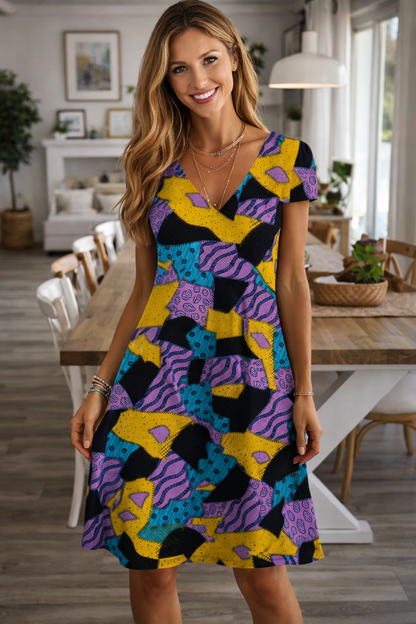 Vestido de verano vibrante con escote en V de Isabella Sol.