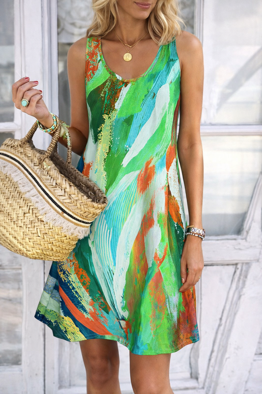 Vestido sin mangas de verano con estampado de grafiti vibrante de Isabella Sol