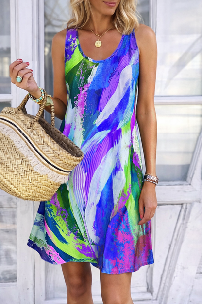 Vestido sin mangas de verano con estampado de grafiti vibrante de Isabella Sol