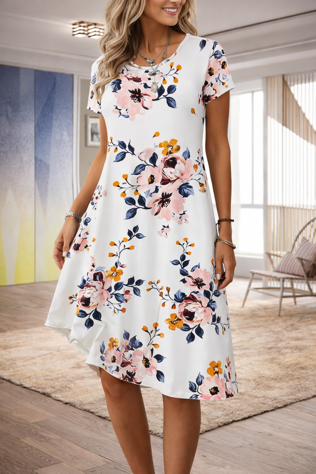 Vestido de verano de corte A con estampado floral de Isabella Sol