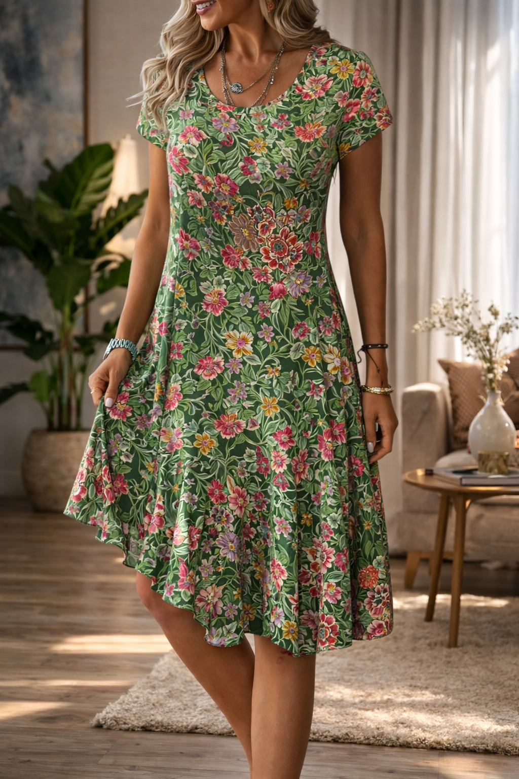Vestido de verano de corte A con estampado floral de Isabella Sol