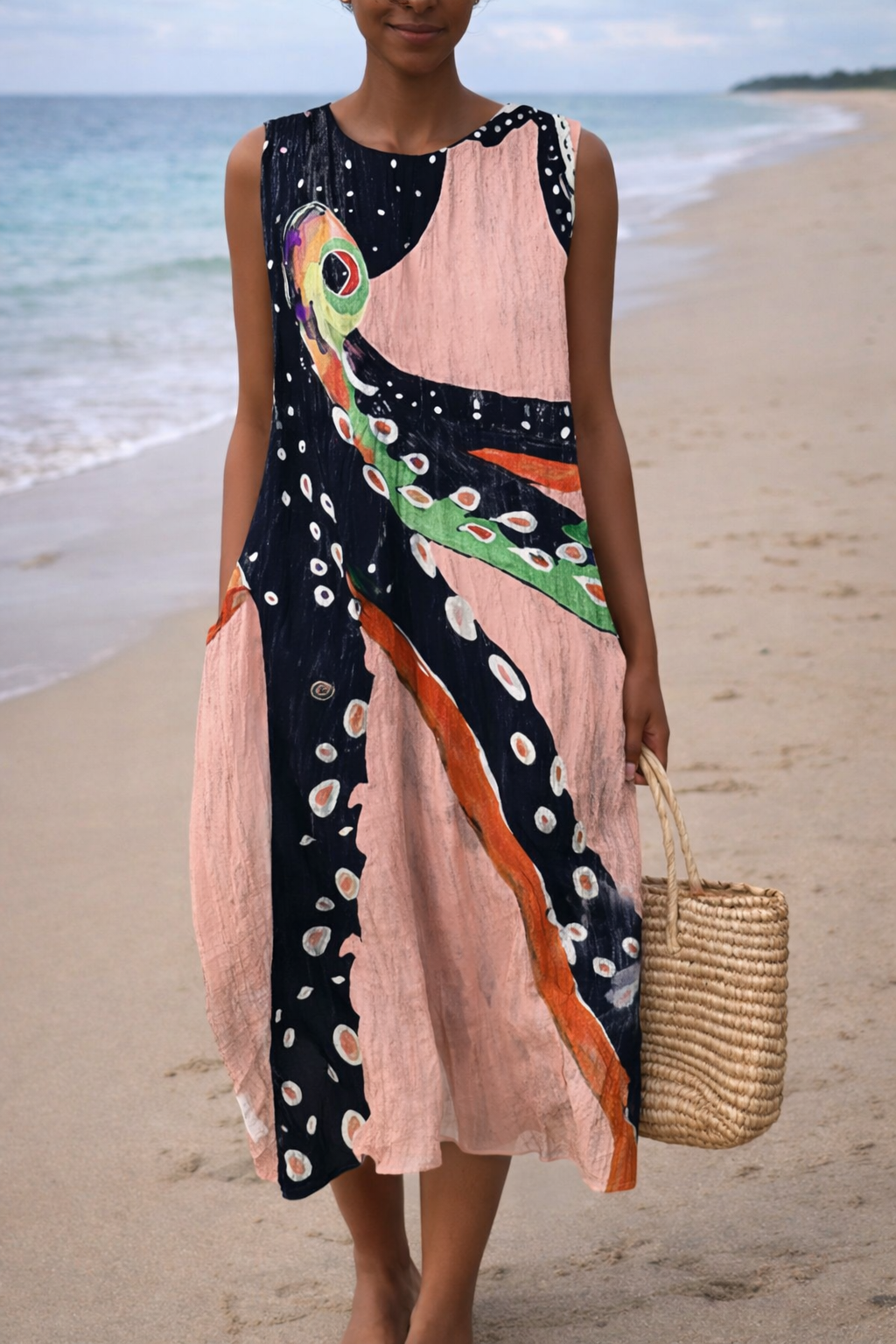 Vestido sin mangas con estampado vibrante de Isabella Sol