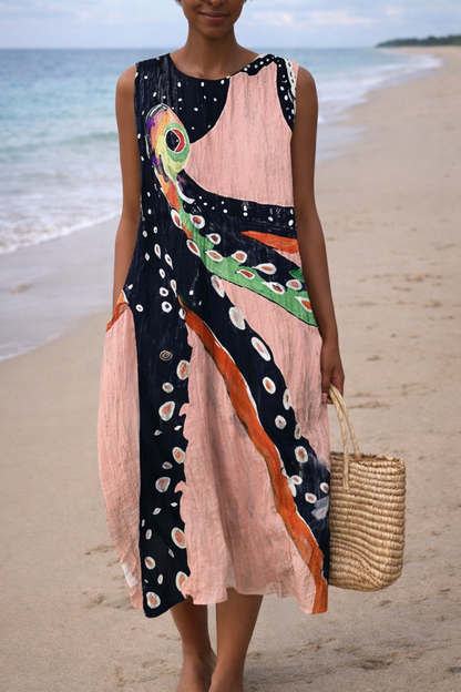 Vestido sin mangas con estampado vibrante de Isabella Sol