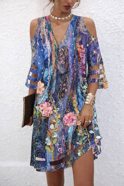 Elegante vestido de malla con escote en V de Isabella Sol.