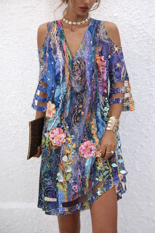 Elegante vestido de malla con escote en V de Isabella Sol.