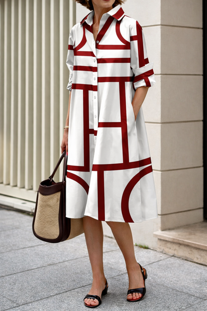Vestido camisero moderno de Isabella Sol con estampado geométrico