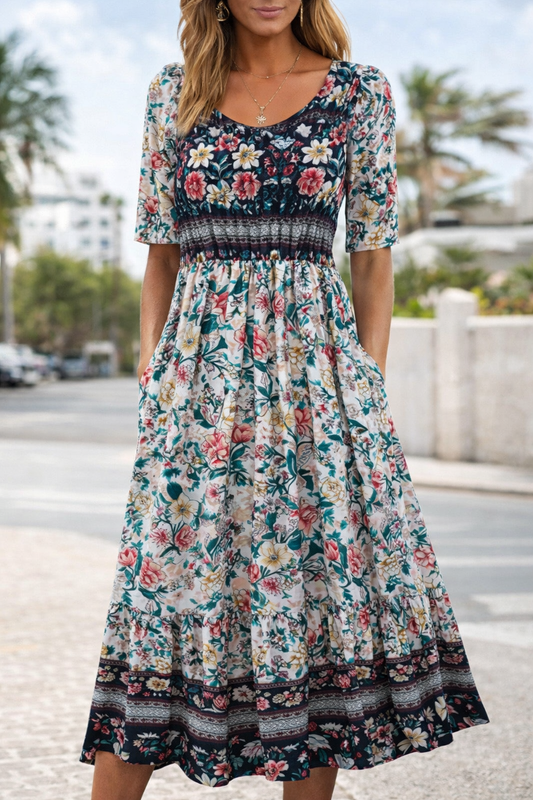 Vestido largo floral bohemio de Isabella Sol