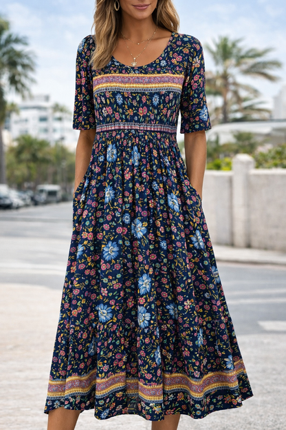 Vestido largo floral bohemio de Isabella Sol
