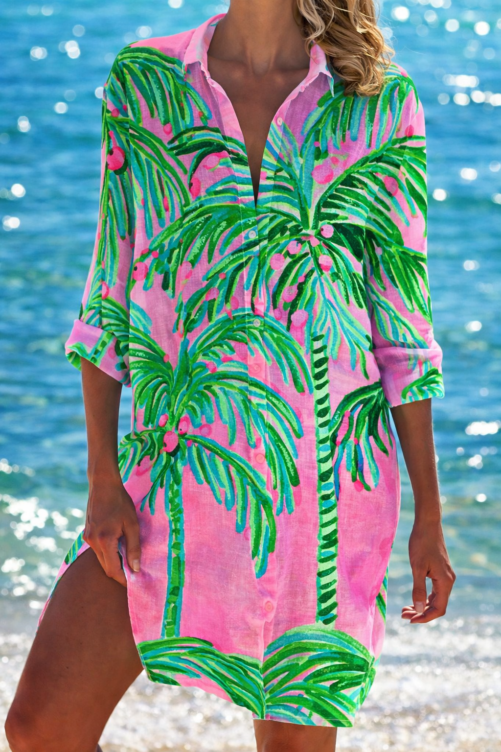 Un vibrante pareo de crepé para la playa, diseñado por Isabella Sol.