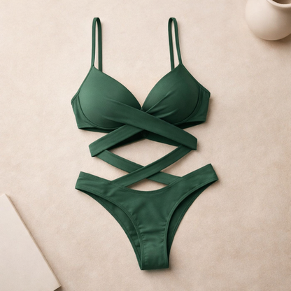 Conjunto de bikini elegante con tiras y bloques de color de Isabella Sol