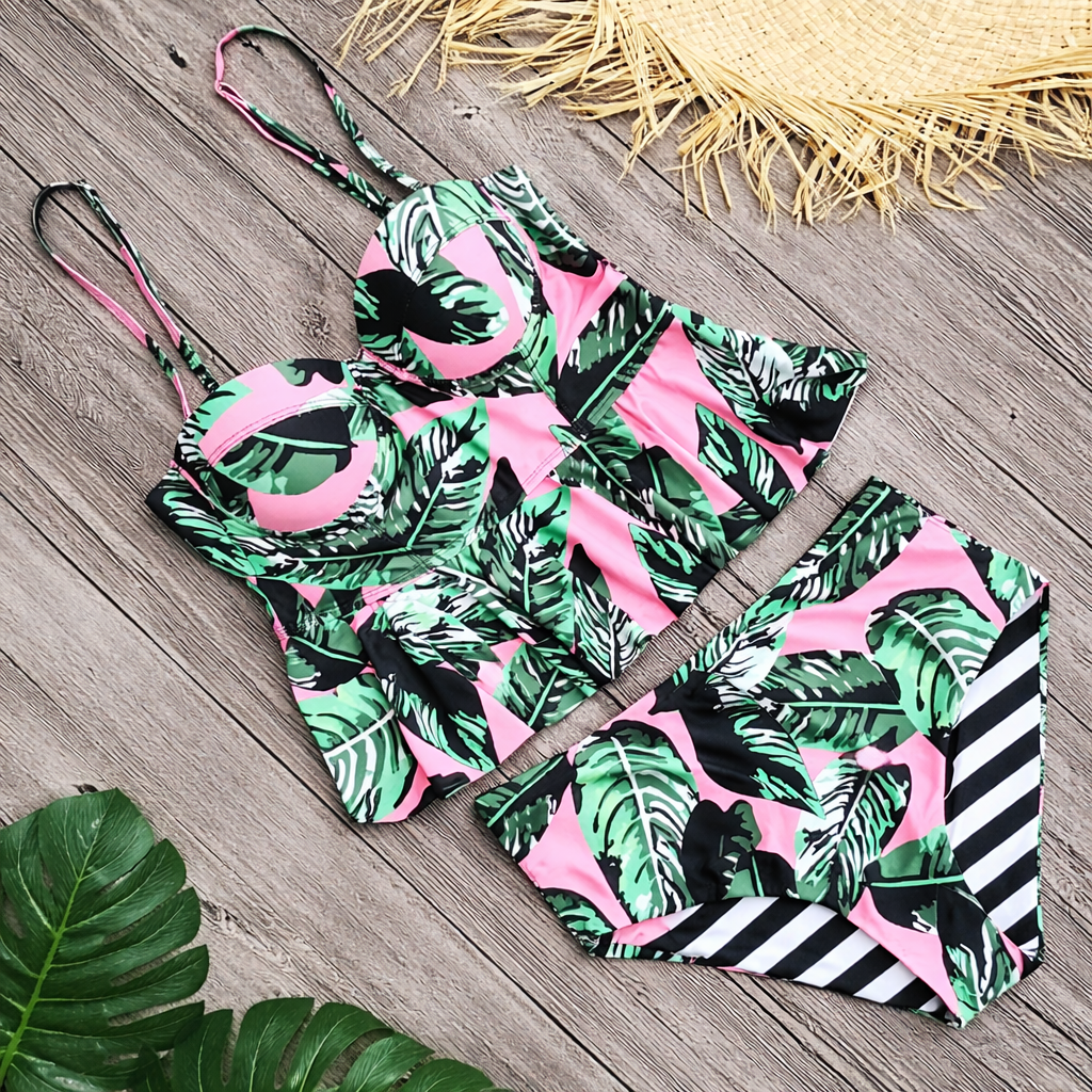 Bikini floral de talle alto de Isabella Sol Swimwear