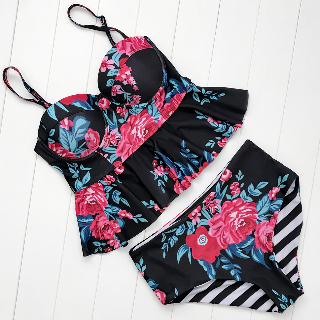 Bikini floral de talle alto de Isabella Sol Swimwear