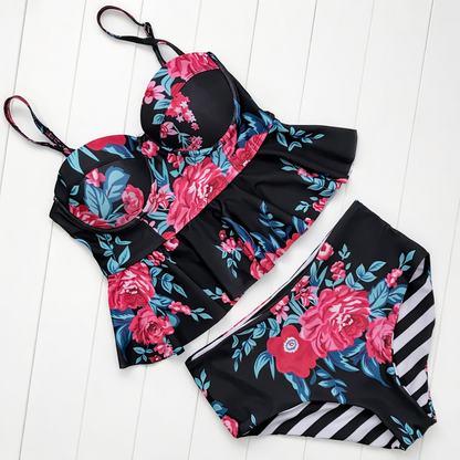 Bikini floral de talle alto de Isabella Sol Swimwear