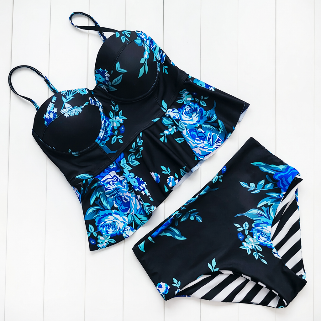Bikini floral de talle alto de Isabella Sol Swimwear