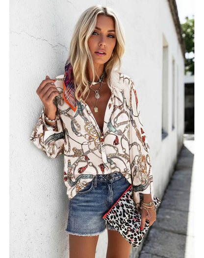Camisa de estilo urbano Isabella Sol con estampado vibrante