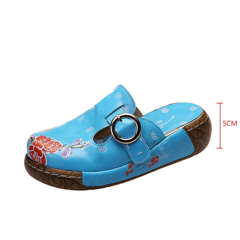 Zuecos de plataforma con estampado floral bohemio de Isabella Sol