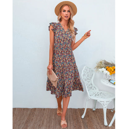 Elegante vestido midi floral de Isabella Sol