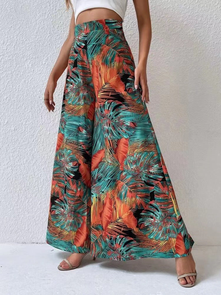 Elegantes pantalones anchos con estampado floral de Isabella Sol.