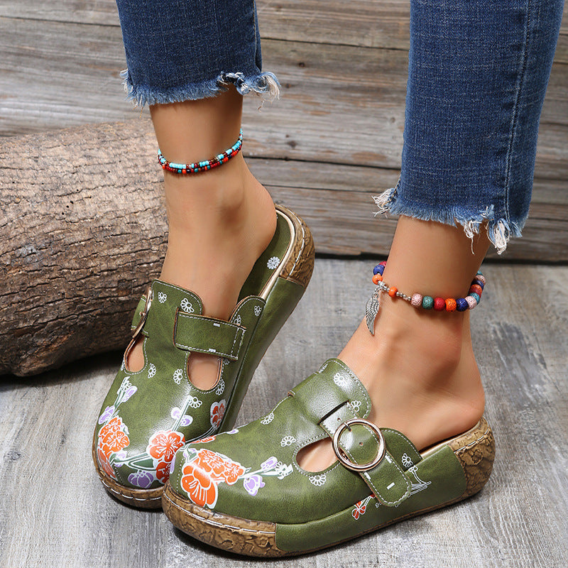 Boho Floral Isabella Sol Platform Clogs Sandals