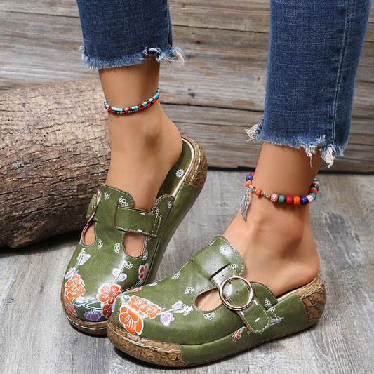 Boho Floral Isabella Sol Platform Clogs Sandals
